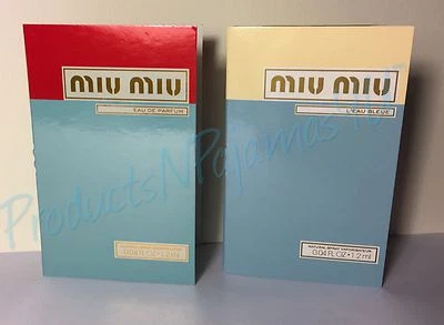 LOTE de 2 ~ Prada MIU MIU L'EAU BLUE + MIU MIU Eau de Parfum 0,04 oz/1,2 ml MUESTRAS Foto 1 de 2