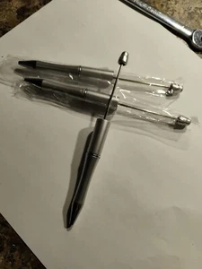 Beadable pens SILVER 3 Pcs NEW Color plus ink - Picture 1 of 3