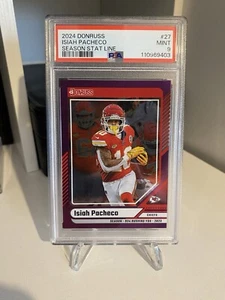 2024 Panini Donruss - Isiah Pacheco - Chiefs Purple Season Stat Line /500 PSA 9 - Picture 1 of 3