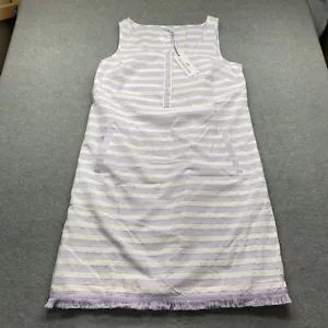 Southern Tide Dress Women’s Medium Corrine Fringe Hem Shift Purple Stripe $148 - Picture 1 of 14
