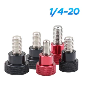 1/4-20 Knurled Thumb Screws A2 Stainless Steel + Aluminum Hand Grip Knob Bolts - Picture 1 of 5