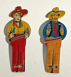 1950's Vintage Tin Whistle Western Outlaw Cowboy and Cowgirl- Japan - 1950 - Picture 1 of 9