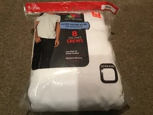 Hanes Mens Pack of 8 White Tagless Crew Shirts (Medium 38”-40”) - Picture 1 of 2