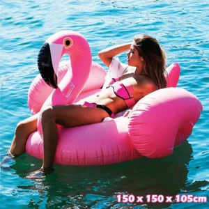 Giant Inflatable Flamingo Lounger Float Raft Beach 150cm - Picture 1 of 11