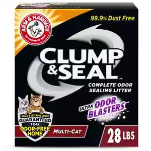 ARM & HAMMER Clump & Seal Multi-Cat Clumping Cat Litter 28 lb Box Odor Control - Picture 1 of 11