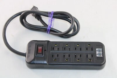 8 Outlet Power Bar/Tap/Strip Surge Protector with Phone Jacks 15A VPR 600v 14AWG - Image 1 of 4