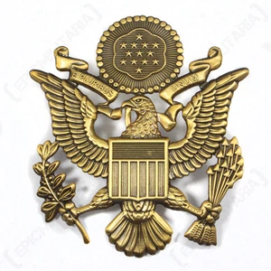 US Army OFFIZIER VISIERKAPPE ABZEICHEN - antiker Stil - 2. Weltkrieg Spitze Mütze Schraube Pin Aufnäher - Bild 1 von 3