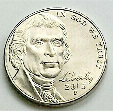 2015 D Jefferson Nickel -  BU Coin Pulled From OBW Roll Cover