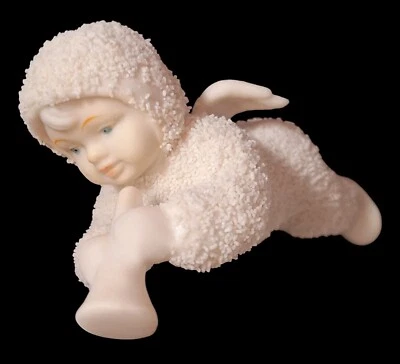 Estatuilla adorno navideño Dept 56 Snowbabies tocando cuerno retirado con caja Foto 1 de 4