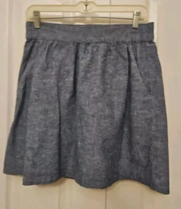 Falda vaquera cambray talla XS cintura elástica bolsillos delanteros - Imagen 1 de 5