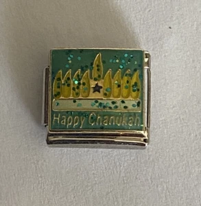 Menorah - Happy Chanukah Hanukah - Jewish - 9mm Link For Italian Charm Bracelet - Picture 1 of 6