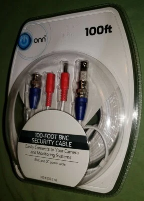 ONN 100 FOOT BNC SECURITY Camera CABLES NEW SEALED ***FREE SHIPPING*** DC  - Image 1 of 4
