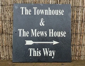 Slate House Sign 30cm x 30cm LARGE Plaque Deep Engraved Painted Personalised fix - Picture 1 of 12