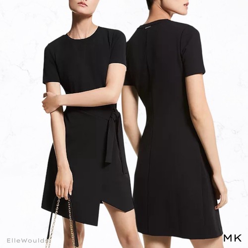 Abito t shirt Michael Kors nuovo con etichetta avvolgente nero taglia XS