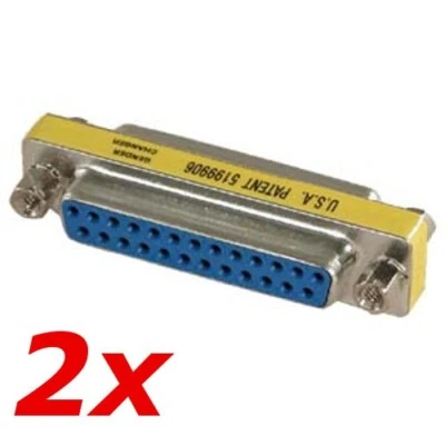 2 Pack DB25 25-Pin Serial D-SUB Female to Female Gender Changer Coupler Adapter - Image 1 of 2