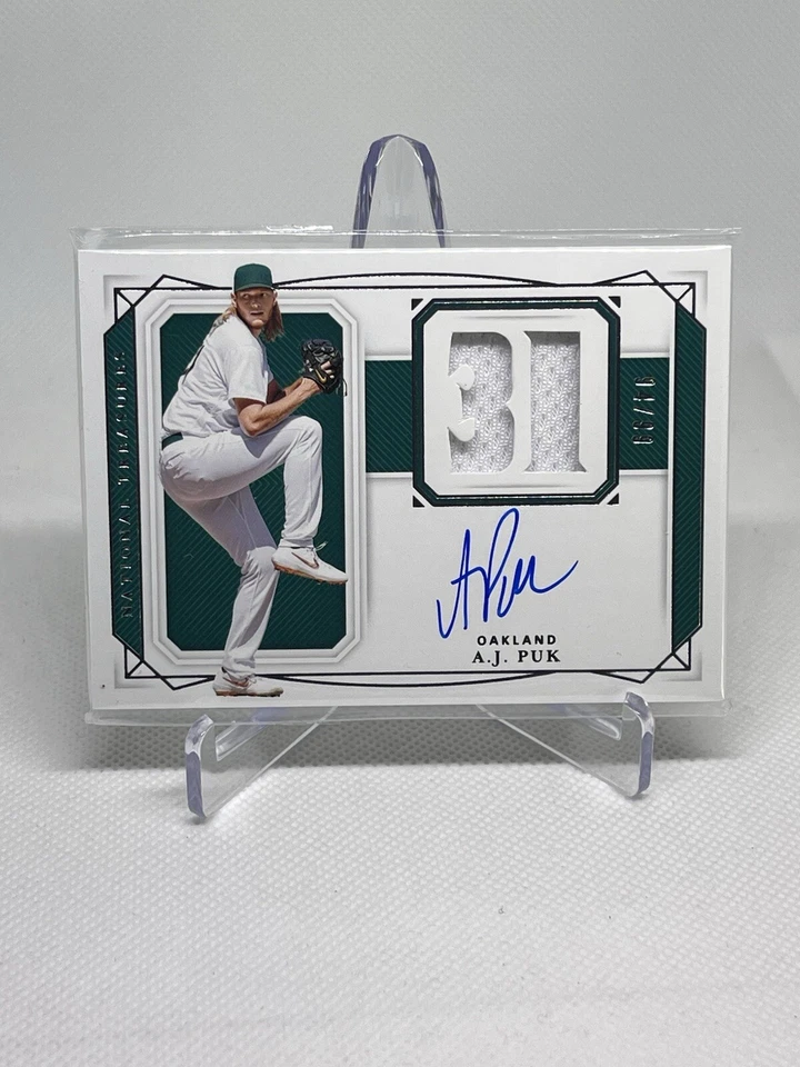 2020 Panini National Treasures A.J. Puk Patch Auto /99 - A's - Image 1 of 2