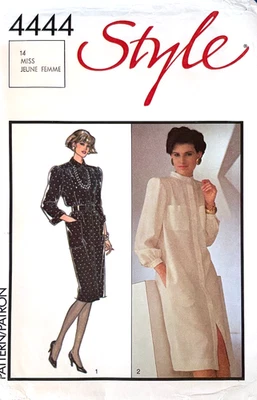 Style Sewing Pattern 4444 Misses Stand Collar Button Front Dress Size 14 UNCUT - Image 1 of 4