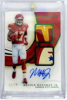2019 Panini Immaculate #ISPR-MH Mecole Hardman 11/14 Auto Patches RC Emerald - Image 1 of 2