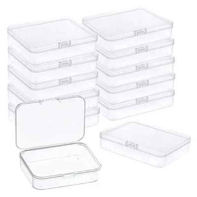 Mini caja de contenedores de almacenamiento de plástico con tapa para piezas, 4,5 x 3,4 pulgadas transparente 12 Foto 1 de 4