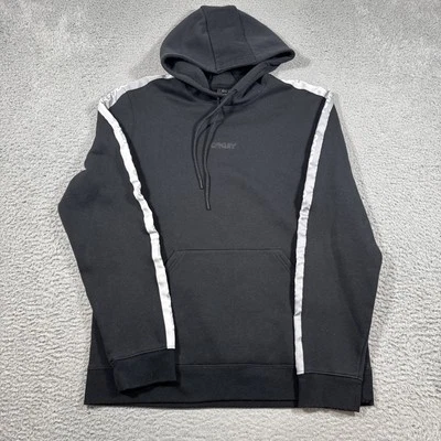 De Colección Y2K Oakley Para Hombres XL Pullover Sudadera con Capucha Bolsillos Negro Rayas Patinador Foto 1 de 4