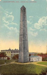 Vintage Charlestown MA Bunker Hill Monument Leinen Postkarte 1911 - Bild 1 von 2