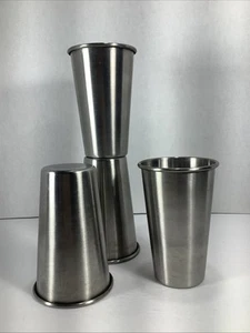 Set Of 4~Stainless Steel Drinking Cups Stackable Silver Water Tumblers~12oz - Picture 1 of 14