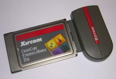 Xircom PCMCIA Ethernet LAN+Modem PC Card CEM33 with Minidock Dongle - Image 1 of 2