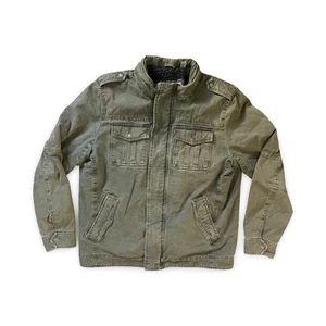 Levi's Strauss Canvas Trucker Jacket Sherpa Fleece Lined Men's Size Large Green - Picture 1 of 8