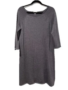 Garnet Hill Dress Medium Grey Merino Wool 3/4 Sleeve Minimalist Quiet Luxury - Picture 1 of 7