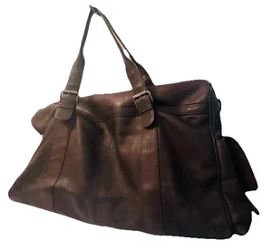 FEYNSINN SCHULTERTASCHE REISE SPORTTASCHE BRAUN LEDER REISSVERSCHLUSS SEITENTASCHEN - Bild 1 von 12