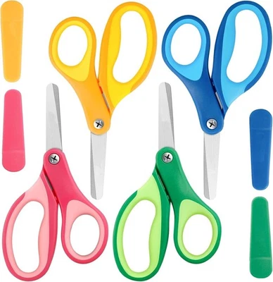 Tijeras De Seguridad Para Niños Pequeños De 5"" Con Punta Roma Y Cubierta EUA NOVO - Imagem 1 de 4