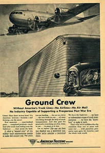 Anuncio impreso 1945 ATA camión de la American Trucking Association y tripulación de carga aérea de tierra - Imagen 1 de 2