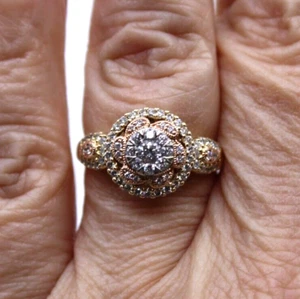 3/4 Ct. Tw. Round Diamond Floral 14k Yellow & Rose Gold Engagement Ring 4.6 GR - Picture 1 of 7