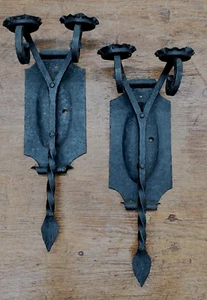 Pair of Unique Wrought Iron Double Candle Wall Sconces 19" Tall x 8" Wide GA9823 - Picture 1 of 11