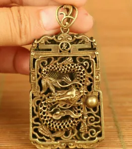 chinese old bronze Hand carving dragon statue netsuke pendant gift Amulets - Picture 1 of 5