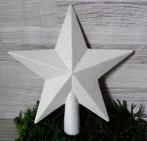 Christbaumspitze--Stern--weiß--Glitter--ca. 19 cm--Baumschmuck--Baumspitze - Bild 1 von 1