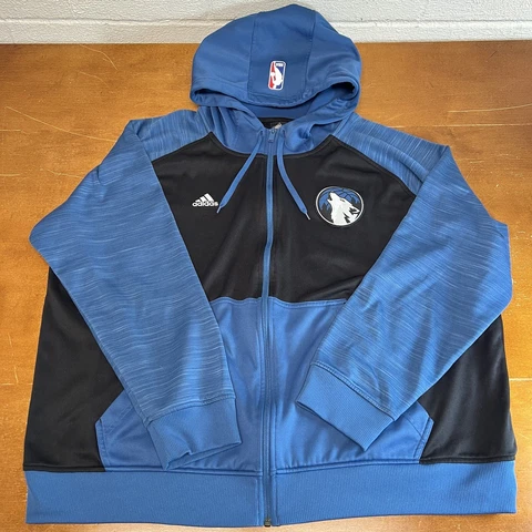 Minnesota Timberwolves Jacket Men 2XL Blue Adidas NBA Basketball Hoodie Full Zip Cover