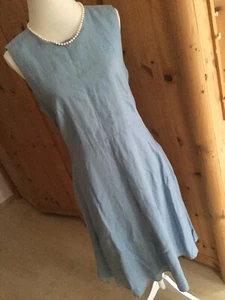 ✦ MALVIN ✦ Gr. 42 / 44 Ausgestelltes Damen Leinen- Midi- Kleid ∞ Bindegürtel - Bild 1 von 6