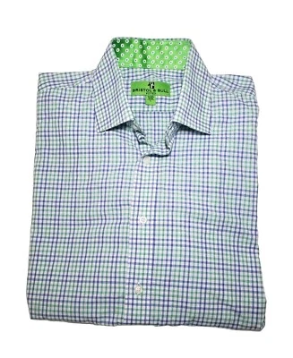 Bristol & Bull Shirt Mens Large 16 16.5  Check Long Sleeve Button Up Flip Cuff - Image 1 of 4