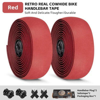 WEST BIKING Genuine Leather Bicycle Handlebar Tape Road Bike Retro Color Belt - Image 1 of 4