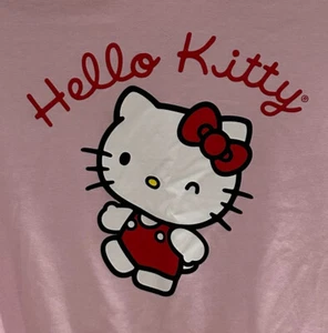 SANRIO Hello Kitty Junior Sweatshirt hellrosa Rundhalsausschnitt Gr. LARGE bedrucktes Logo - Bild 1 von 4