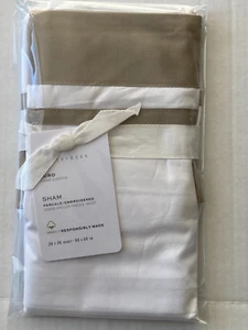 Pottery Barn Euro Organic Percale Embroidered Single Sham 26x26 inches Cocoa - Picture 1 of 5
