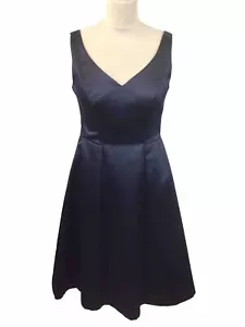MONSOON BNWT NAVY BLUE SATIN PARTY SKATER DRESS SIZE 8 - Picture 1 of 6