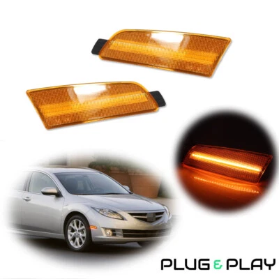 Juego de pares de luces LED marcadoras laterales de esquina delantera ámbar amarillo ámbar para Mazda 09-13 Foto 1 de 4