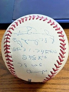 RON GUIDRY 4 SIGNED AUTOGRAPHED OML BASEBALL! 1978 STAT BALL! Yankees! STEINER! - Picture 1 of 2