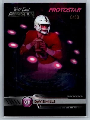 2021 Wild Card Alumination #PS-8 Davis Mills Protostar Pink #/50 - Image 1 of 2