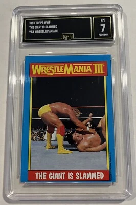 1987 Topps WWF Hulk Hogan Andre The Giant Is Slammed #54 GMA 7 NM WWE HOF - Image 1 of 2