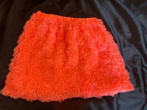 Cherokee Coral Pink Orange Girls Floral Fancy Organza Flowers Skirt Sz Med - Picture 1 of 6