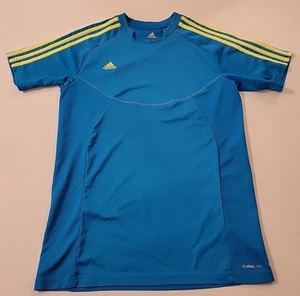 adidas Predator ClimaLite Short Slv Activewear Top Youth XL Turquoise and Yellow - Picture 1 of 12