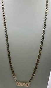 925 Sterling Silver 19” Word Bar Necklace With “QueenB” (9.30g) - Picture 1 of 6